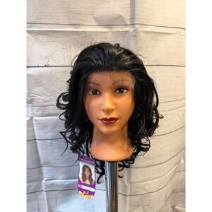 Color 1B curly synthetic wig
